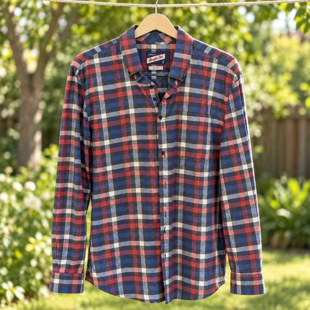 Johnnie-O Hangin' Out Oberlin Plaid Button Down Shirt Men's Medium Long Sleeve